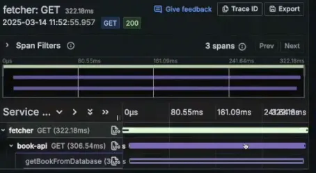A trace across multiple services